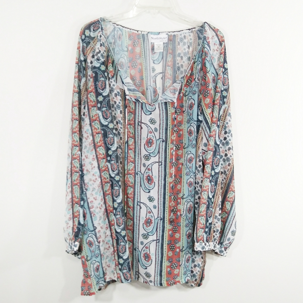North Style paisley tunic top size 3X